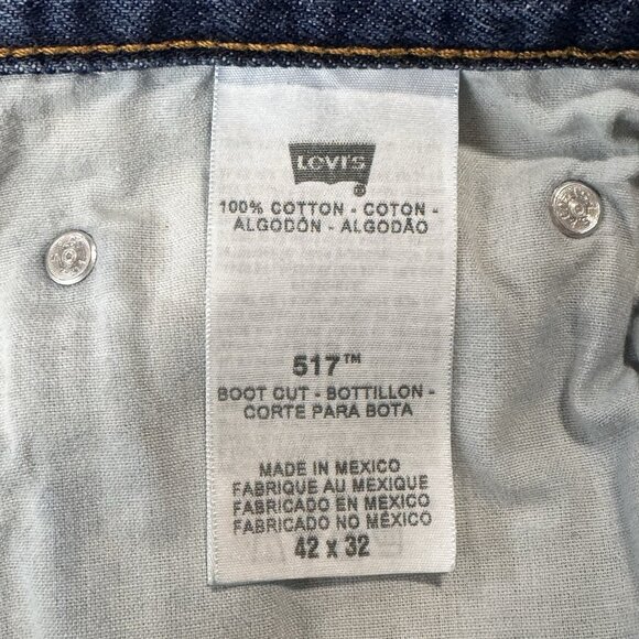 VTG Levis 517 Jeans Mens 42x32 Blue Boot Cut Slim Fit High Rise Dark Wash Denim - Picture 5 of 12